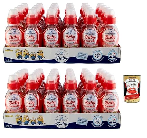 48x San Benedetto Baby Camomilla Fragola,Kamille mit Erdbeergeschmack,Kohlensäurefreies Getränk in Natürlichem MineralwasserPull-Push, 25cl + Italian Gourmet Polpa di Pomodoro 400g Dose von Italian Gourmet E.R.