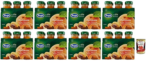 48x Yoga Optimum Albicocca,Glutenfrei Aprikose Fruchtsaft,Erfrischendes Getränk,Einweg-Glasflasche 125ml + Italian Gourmet Polpa di Pomodoro 400g Dose von Italian Gourmet E.R.