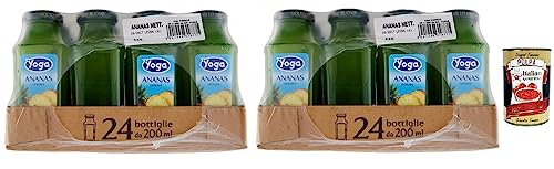 48x Yoga Succo Ananas Nettare,Ananassaft-Nektar,Erfrischender Fruchtsaft,Tropischer Geschmack,Glas 200ml + Italian Gourmet Polpa di Pomodoro 400g Dose von Italian Gourmet E.R.