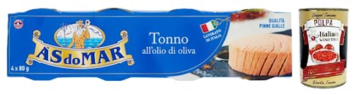 4x AS do MAR Tonno all'Olio di Oliva,Thunfisch in Olivenöl,ideal in jedem Rezept,80g Dose + Italian Gourmet Polpa di Pomodoro 400g Dose von Italian Gourmet E.R.