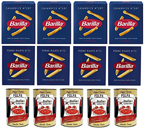 4x Barilla Casareccia 500G + 4x Barilla Penne Rigate und Italian Gourmet Polpa di pomodoro Fein gehacktes Tomatenmark 5x 400g von Italian Gourmet E.R.