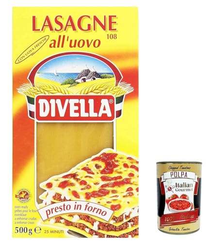 4x Divella Pasta Lasagne all'uovo, 100% italienische Pasta, Eiernudeln, Pasta mit Ei n.108 500g + Italian Gourmet polpa 400g 4x Divella Pasta Lasagne all'uovo, 100% italienische Pasta, Eiernudeln, Pasta mit Ei n.108 500g + Italian Gourmet polpa 400g von Italian Gourmet E.R.