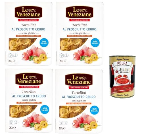 4x Le veneziane tortellini prosciutto crudo senza glutine, roher Schinken tortellini gluten free, Pasta nudeln glutenfrei 250g + Italian Gourmet polpa 400g 4x Le veneziane tortellini prosciutto crudo senza glutine, roher Schinken tortellini gluten free, Pasta nudeln glutenfrei 250g + Italian Gourmet polpa 400g von Italian Gourmet E.R.
