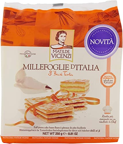 4x Matilde Vicenzi millefoglie 3 basi torta drei Basen für Kuchen kekse 250g von Italian Gourmet E.R.