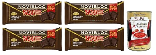 4x Novi Novibloc Cioccolato Fondente,Extra Dunkle Schokolade 50% Kakao 500g + Italian Gourmet Polpa di Pomodoro 400g Dose von Italian Gourmet E.R.