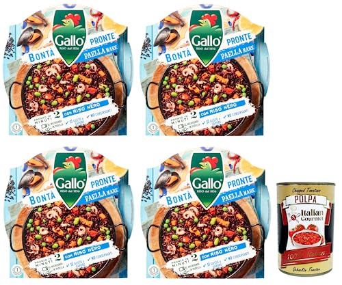 4x Riso Gallo Bontà Pronte Paella Mare,Vollkorn-Vorgekochte Mischung für Paella mit Parboiled-Naturreis, Gemüse, Muscheln und Tintenfisch,Packung mit 220g 4x Riso Gallo Bontà Pronte Paella Mare,Vollkorn-Vorgekochte Mischung für Paella mit Parboiled-Naturreis, Gemüse, Muscheln und Tintenfisch,Packung mit 220g von Italian Gourmet E.R.