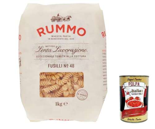 4x Rummo Fusilli N. 48 Hartweizengrieß Pasta Italienische Nudeln 1kg Packung + Italian Gourmet Polpa di Pomodoro 400g Dose von Italian Gourmet E.R.