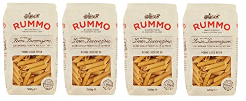4x Rummo Pasta Penne Lisce n°59 Teigwaren aus Hartweizengrieß Bronzepaste 500g Packung von Italian Gourmet E.R.