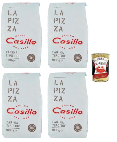 4x Selezione Casillo Farina per Pizza '00', Weizenmeh Pizza Napoli Pizzamehl Pizza Mehl 1kg + Italian Gourmet polpa 400g von Italian Gourmet E.R.
