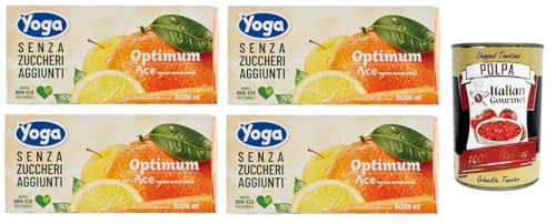 4x Yoga Succhi di Frutta Optimum Ace,Fruchtsäft Geschmack Apfel, Orangen, Karotten und Zitronen,Ohne Zuckerzusatz,Erfrischungsgetränk 3x200ml + Italian Gourmet Polpa di Pomodoro 400g Dose 4x Yoga Succhi di Frutta Optimum Ace,Fruchtsäft Geschmack Apfel, Orangen, Karotten und Zitronen,Ohne Zuckerzusatz,Erfrischungsgetränk 3x200ml + Italian Gourmet Polpa di Pomodoro 400g Dose von Italian Gourmet E.R.