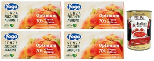 4x Yoga Succhi di Frutta Optimum Pesca,Pfirsich Fruchtsäfte,Ohne Zuckerzusatz, Alkoholfreies Erfrischungsgetränk 3x200ml + Italian Gourmet Polpa di Pomodoro 400g Dose 4x Yoga Succhi di Frutta Optimum Pesca,Pfirsich Fruchtsäfte,Ohne Zuckerzusatz, Alkoholfreies Erfrischungsgetränk 3x200ml + Italian Gourmet Polpa di Pomodoro 400g Dose von Italian Gourmet E.R.