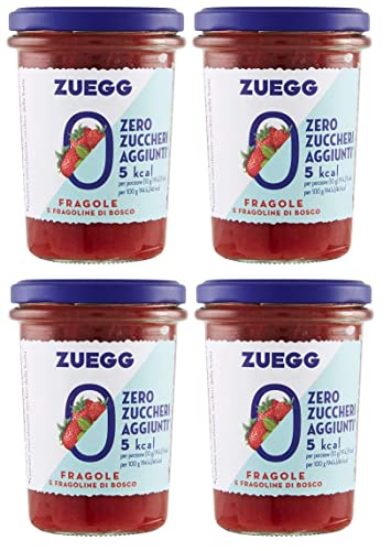 4x Zuegg Fragole e Fragoline di Bosco Erdbeeren und Walderdbeeren Marmelade Jam Ohne Zuckerzusatz,Frei von Konservierungsstoffen 220g Glas + Italian Gourmet Polpa di Pomodoro 400g Dose von Italian Gourmet E.R.