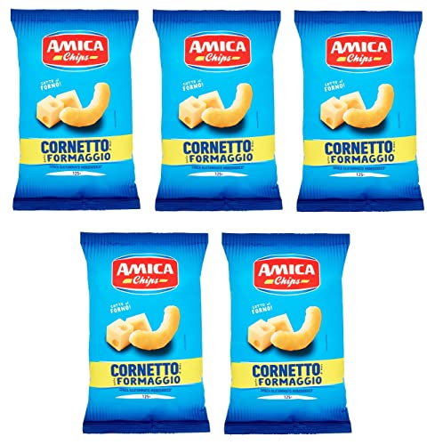5x Amica Chips Cornetto al Formaggio Mais-Snacks mit Käsegeschmack Salziger Snack 125g Beutel 5x Amica Chips Cornetto al Formaggio Mais-Snacks mit Käsegeschmack Salziger Snack 125g Beutel von Italian Gourmet E.R.