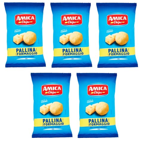 5x Amica Chips Pallina al Formaggio Mais-Snacks mit Käsegeschmack Salziger Snack 125g Beutel 5x Amica Chips Pallina al Formaggio Mais-Snacks mit Käsegeschmack Salziger Snack 125g Beutel von Italian Gourmet E.R.