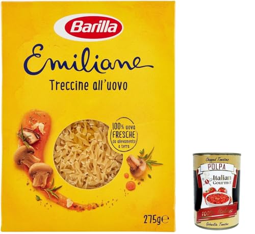 5x Barilla Pasta all' Uovo Le Emiliane Treccine, Eiernudeln, Pasta mit Ei 275g + Italian Gourmet polpa 400g von Italian Gourmet E.R.