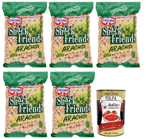 5x Cameo Snack Friends Arachidi,Geröstete und Gesalzene Erdnüsse Vakuumverpackungen 300g + Italian Gourmet Polpa di Pomodoro 400g Dose von Italian Gourmet E.R.