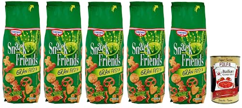 5x Cameo Snack Friends Gran Festa,Mischung aus Brezeln,Salzige Snacks 400g Beutel + Italian Gourmet Polpa di Pomodoro 400g Dose von Italian Gourmet E.R.