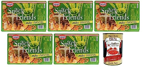 5x Cameo Snack Friends Maxi Cocktail,Mischung aus Brezeln,Salzige Snacks 300g + Italian Gourmet Polpa di Pomodoro 400g Dose von Italian Gourmet E.R.