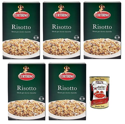 5x Curtiriso Riso Risotti,100% Italienischer Reis,Ideal für Risottos,16 Minuten,Packung mit 1Kg + Italian Gourmet Polpa di Pomodoro 400g Dose von Italian Gourmet E.R.