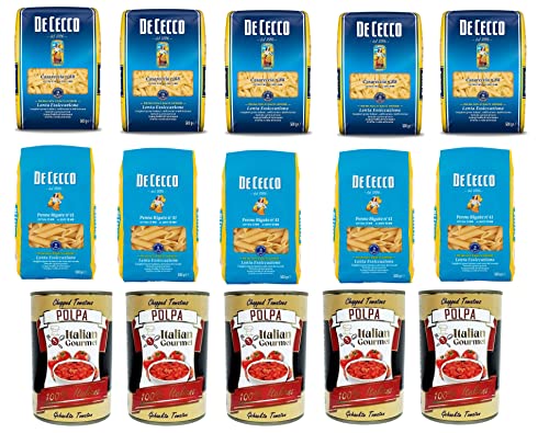 5x De Cecco Casareccia n.88 500G + 5x De Cecco Penne Rigate n. 41 und Italian Gourmet Polpa di pomodoro Fein gehacktes Tomatenmark 5x 400g von Italian Gourmet E.R.