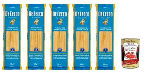 5x De Cecco Pasta 100% Italian Fedelini n° 10 Noodles 500 g + Italian Gourmet Polpa 400 g von Italian Gourmet E.R.