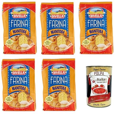 5x Divella Farina Manitoba Manitoba-Mehl 1 kg + Italian Gourmet polpa 400g von Italian Gourmet E.R.