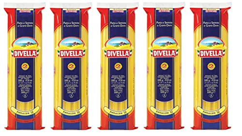 5x Divella Fettuccine n°12 Hartweizengrieß Pasta Italienische Nudeln 500g Packung + Italian Gourmet Polpa di Pomodoro 400g Dose von Italian Gourmet E.R.