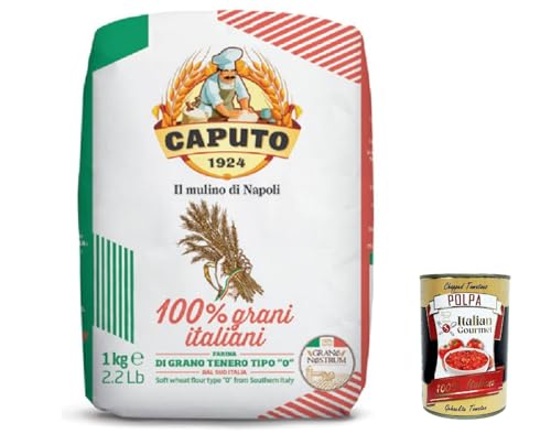 5x Farina Molino Caputo 100% grani italiani, Mehltyp "0" Pizzamehl Pizza Mehl 1kg Mit 100% italienischen Körnern + Italian Gourmet polpa 400g von Italian Gourmet E.R.