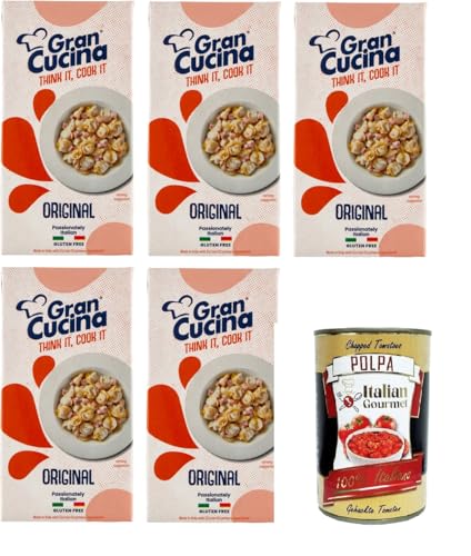 5x Gran Cucina Crema per Cucinare,Creme auf Pflanzlicher Basis,Sauce zum Kochen Ohne Palmöl,Glutenfrei 500g + Italian Gourmet Polpa di Pomodoro 400g Dose von Italian Gourmet E.R.