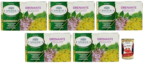 5x L' Angelica Tisana Drenante,Heiße Kräutertees,Zur Beseitigung überschüssiger Flüssigkeiten,Packung mit 20 Filtern + Italian Gourmet Polpa di Pomodoro 400g Dose 5x L' Angelica Tisana Drenante,Heiße Kräutertees,Zur Beseitigung überschüssiger Flüssigkeiten,Packung mit 20 Filtern + Italian Gourmet Polpa di Pomodoro 400g Dose von Italian Gourmet E.R.