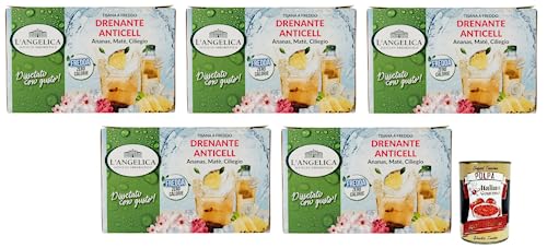 5x L' Angelica Tisana Drenante Anticell Kalter Kräutertee,mit den Zitrusnoten von Grapefruit und den süßen Noten von Ananas und Kirsche 18 Filter + Italian Gourmet Polpa di Pomodoro 400g Dose 5x L' Angelica Tisana Drenante Anticell Kalter Kräutertee,mit den Zitrusnoten von Grapefruit und den süßen Noten von Ananas und Kirsche 18 Filter + Italian Gourmet Polpa di Pomodoro 400g Dose von Italian Gourmet E.R.