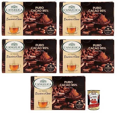 5x L' Angelica Tisana Puro Cacao Vitalità,Reiner Kakao-Kräutertee 95%,Packung mit 15 Filtern + Italian Gourmet Polpa di Pomodoro 400g Dose von Italian Gourmet E.R.