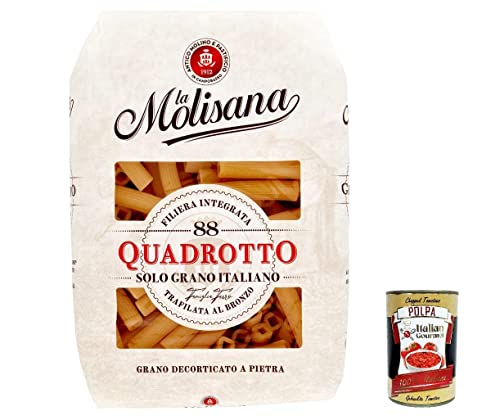 5x La Molisana Quadrotto N. 88 Pasta Lenta Lavorazione Teigwaren aus Hartweizengrieß Bronze-Zeichnung 500g + Italian Gourmet Polpa 400g von Italian Gourmet E.R.