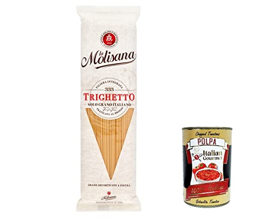 5x La Molisana Trighetto N. 333 Pasta Lenta Lavorazione Teigwaren aus Hartweizengrieß Bronze-Zeichnung 500g + Italian Gourmet Polpa 400g von Italian Gourmet E.R.