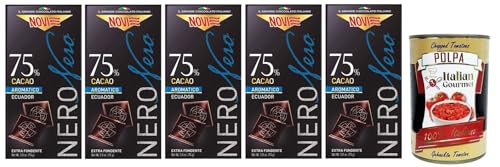 5x Novi Nero Cioccolato Fondente Aromatico Ecuador,Extra Dunkle Schokolade,75% Kakao,75g + Italian Gourmet Polpa di Pomodoro 400g Dose von Italian Gourmet E.R.