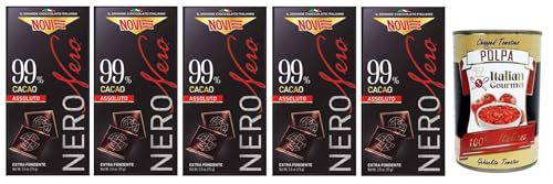 5x Novi Nero Cioccolato Fondente Assoluto,Extra Dunkle Schokolade,99% Kakao,75g + Italian Gourmet Polpa di Pomodoro 400g Dose von Italian Gourmet E.R.