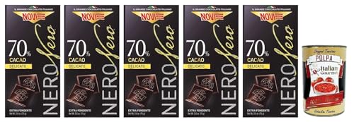 5x Novi Nero Delicato Extra Dunkle Schokolade,70% Zarter Kakao,75g + Italian Gourmet Polpa di Pomodoro 400g Dose von Italian Gourmet E.R.