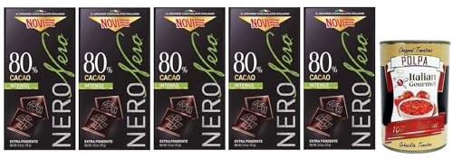 5x Novi Nero Intenso Extra Dunkle Schokolade,80% Intensiver Kakao,75g + Italian Gourmet Polpa di Pomodoro 400g Dose von Italian Gourmet E.R.