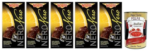 5x Novi Nero Nero Limone e Zenzero,Extra Dunkle Schokolade mit Zitrone und Ingwer,70% Kakao,75g + Italian Gourmet Polpa di Pomodoro 400g Dose von Italian Gourmet E.R.