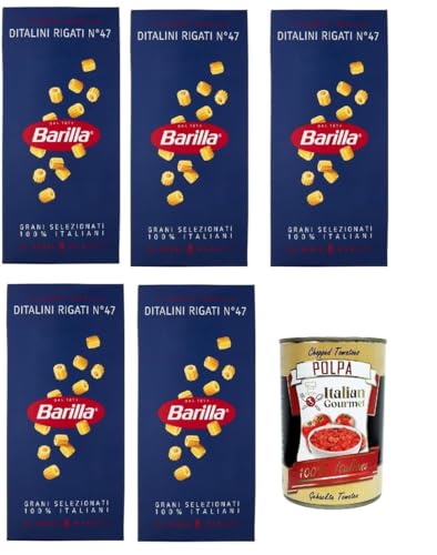 5x Pasta Barilla Ditalini rigati Nr. 47 italienisch Nudeln 500 g pack + Italian Gourmet polpa 400g 5x Pasta Barilla Ditalini rigati Nr. 47 italienisch Nudeln 500 g pack + Italian Gourmet polpa 400g von Italian Gourmet E.R.