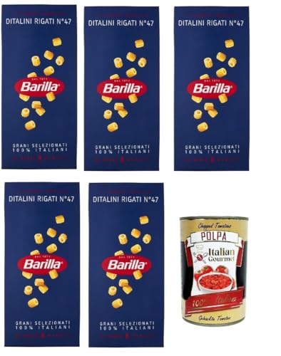 5x Pasta Barilla Ditalini rigati Nr. 47 italienisch Nudeln 500 g pack + Italian Gourmet polpa 400g von Italian Gourmet E.R.