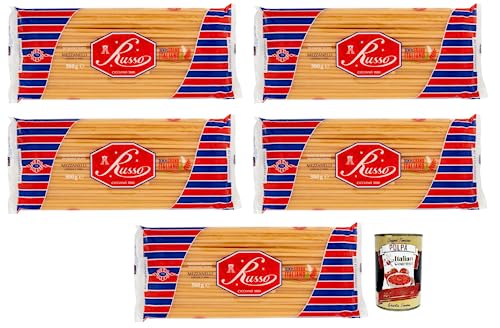 5x Russo Mezzanelli N°79 Hartweizengrieß Pasta,100% Italienischer Weizen,500g-Packung + Italian Gourmet Polpa di Pomodoro 400g Dose von Italian Gourmet E.R.