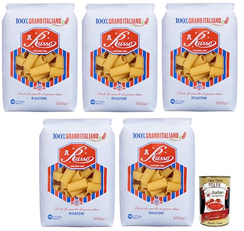 5x Russo Rigatoni N°126 Hartweizengrieß Pasta,100% Italienischer Weizen,500g-Packung + Italian Gourmet Polpa di Pomodoro 400g Dose 5x Russo Rigatoni N°126 Hartweizengrieß Pasta,100% Italienischer Weizen,500g-Packung + Italian Gourmet Polpa di Pomodoro 400g Dose von Italian Gourmet E.R.