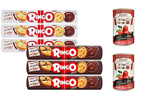 6 Packungen Ringo Tubo 165g - 3 Packungen Vanille 3 Packungen Kakao + Italian Gourmet 100% italienische geschälte Tomaten dosen 2x 400g von Italian Gourmet E.R.