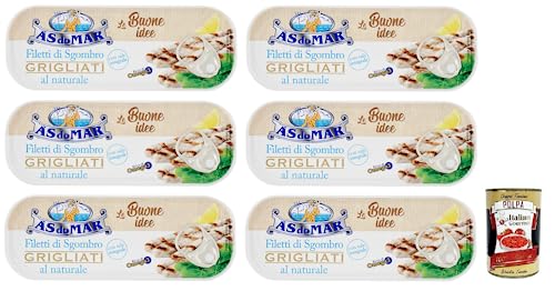 6x AS do MAR Filetti di Sgombro Grigliati al Naturale,Natürliche Gegrillte Makrelenfilets und Vollsalz,120g Dose + Italian Gourmet Polpa di Pomodoro 400g Dose 6x AS do MAR Filetti di Sgombro Grigliati al Naturale,Natürliche Gegrillte Makrelenfilets und Vollsalz,120g Dose + Italian Gourmet Polpa di Pomodoro 400g Dose von Italian Gourmet E.R.