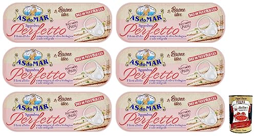 6x AS do MAR Filetti di Sgombro Perfetto,Makrelenfilets in Bio-Olivenöl Extra und Vollsalz,120g Dose + Italian Gourmet Polpa di Pomodoro 400g Dose 6x AS do MAR Filetti di Sgombro Perfetto,Makrelenfilets in Bio-Olivenöl Extra und Vollsalz,120g Dose + Italian Gourmet Polpa di Pomodoro 400g Dose von Italian Gourmet E.R.
