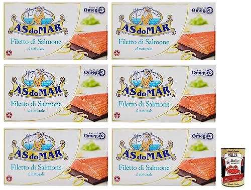 6x AS do MAR Filetto di Salmone al Naurale,Natürliches Lachsfilet,Reich an Omega 3,Dose 150g + Italian Gourmet Polpa di Pomodoro 400g Dose 6x AS do MAR Filetto di Salmone al Naurale,Natürliches Lachsfilet,Reich an Omega 3,Dose 150g + Italian Gourmet Polpa di Pomodoro 400g Dose von Italian Gourmet E.R.