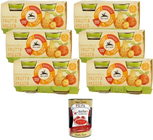 6x Alce Nero - Omogeneizzato di Frutta mista -Mischfruchtpüree - 2 x 80 g+ Italian Gourmet polpa 400g von Italian Gourmet E.R.