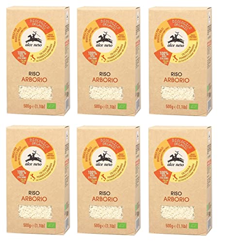 6x Alce Nero Riso Arborio Biologico Bio-Reis 100% Italienischer Reis Ideal für Risottos und Desserts Vakuumverpackung 500g von Italian Gourmet E.R.