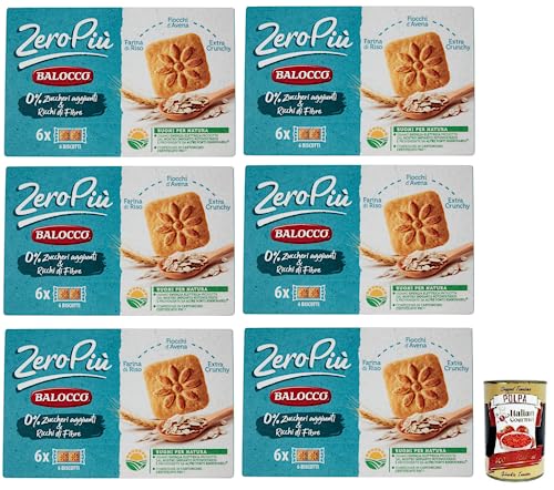 6x Balocco Zero Più Biscotti Ohne Zuckerzusatz,Kekse mit Reismehl, Haferflocken und Extra Crunchy,Packung mit 230g + Italian Gourmet Polpa di Pomodoro 400g Dose 6x Balocco Zero Più Biscotti Ohne Zuckerzusatz,Kekse mit Reismehl, Haferflocken und Extra Crunchy,Packung mit 230g + Italian Gourmet Polpa di Pomodoro 400g Dose von Italian Gourmet E.R.